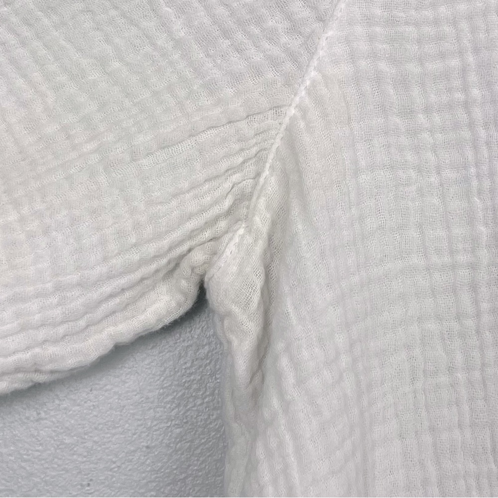 J.Jill white gauzy muslin cotton roll tab sleeve blouse top, large. - Picture 12 of 13